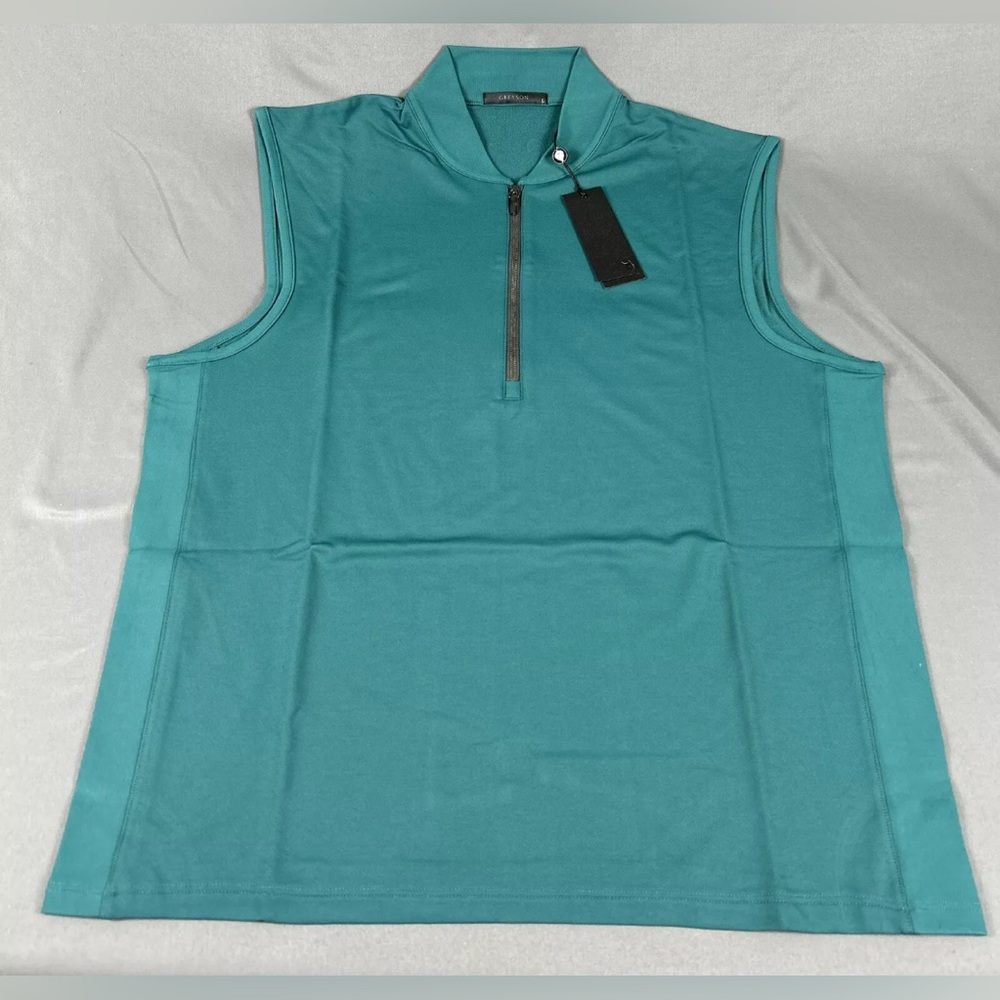 Greyson Golf Vest Siasconset Stand Collar 1/4 Zip Large Garter Green Nylon